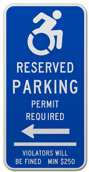 Connecticut Handicap Parking Sign (Right Arrow)