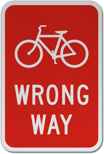 Bicycle Wrong Way Sign