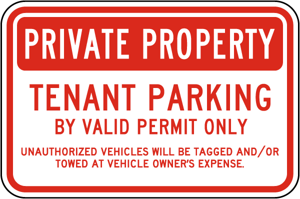 Tenant Parking Only Sign