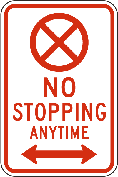 No Stopping Anytime Sign
