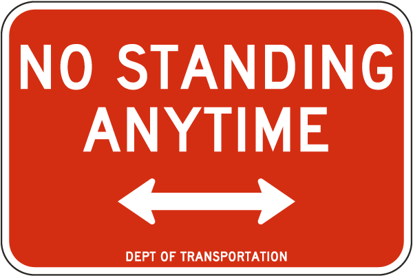 No Standing Anytime Sign