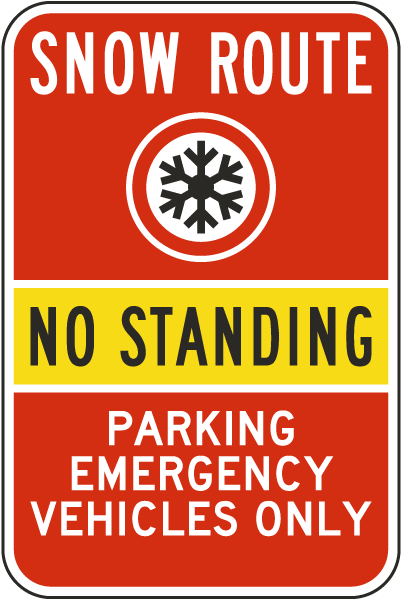 Snow Route No Standing Sign