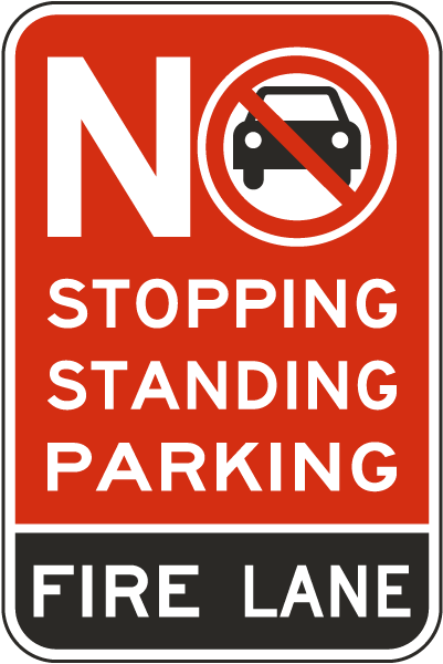 No Stopping Standing Parking Fire Lane Sign