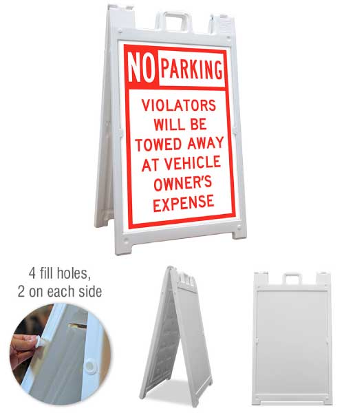 No Parking Violators Will be Towed Away At Vehicle Owner's Expense A-Frame Sign