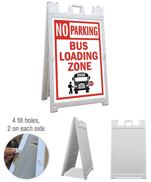 No Parking Bus Loading Zone Floor Stand Sign