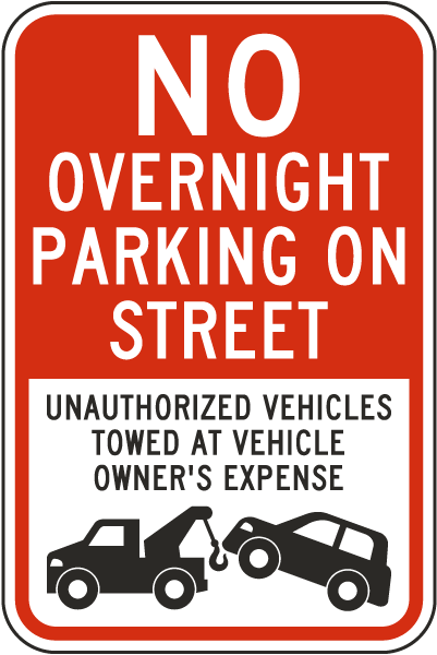No Overnight Parking On Street Sign