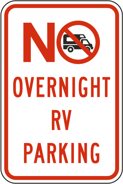 No Overnight RV Parking Sign