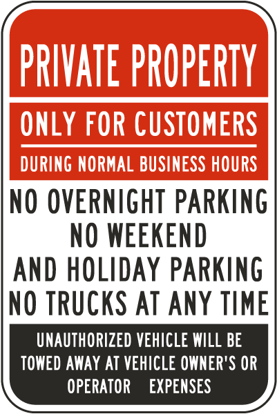 Private Property Only For Customers Sign