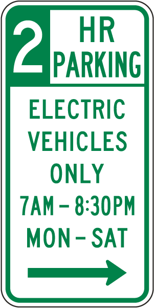 2 HR Parking Electric Vehicles Only Sign