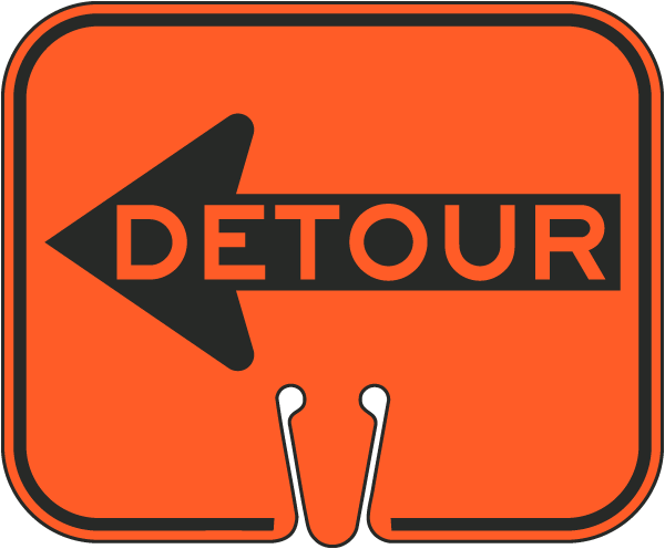Detour Left Cone Sign