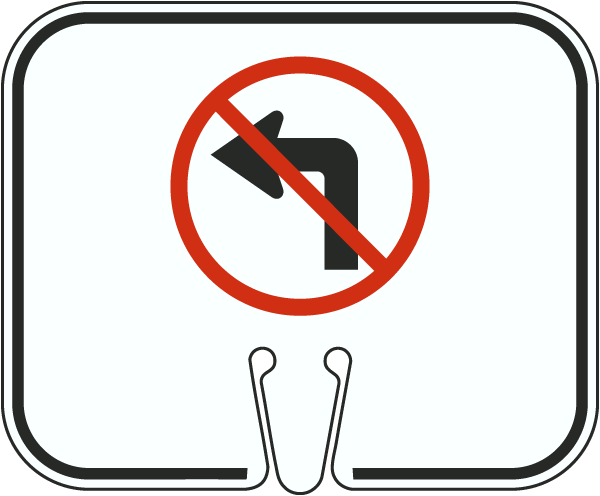 No Left Turn Cone Sign