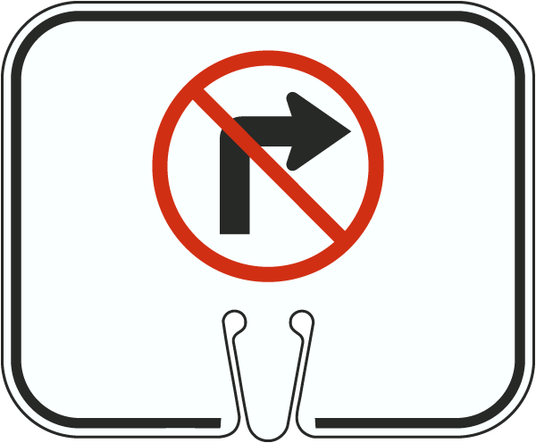 No Right Turn Cone Sign
