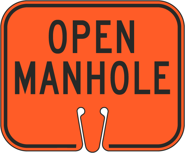 Open Manhole Cone Sign