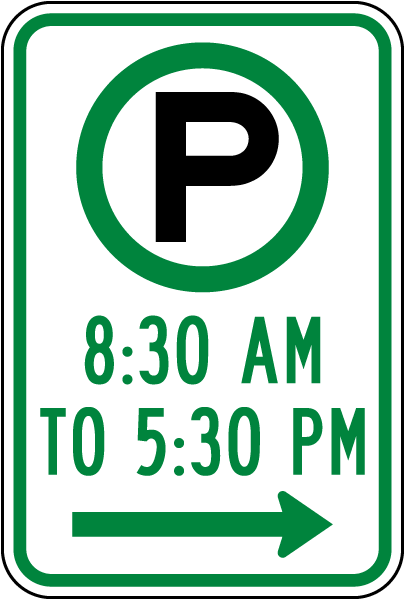 Pay Parking 8:30AM to 5:30PM to the Right Sign