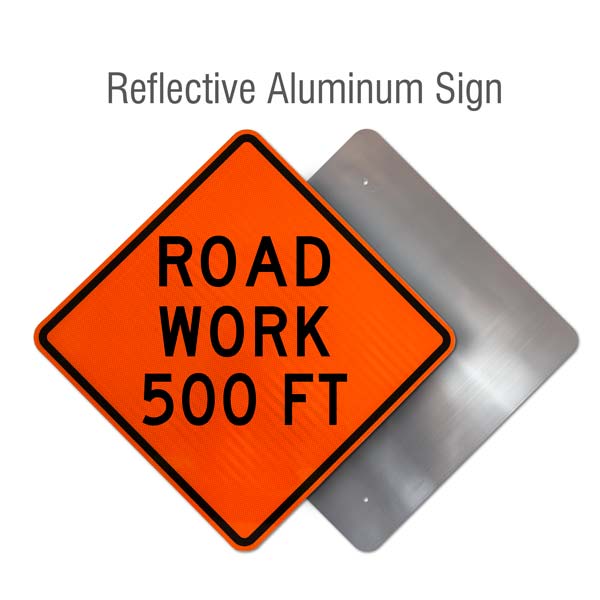 Road Work 500 FT Sign