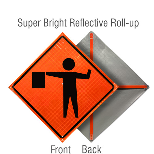 Flagger Symbol Roll-Up Sign