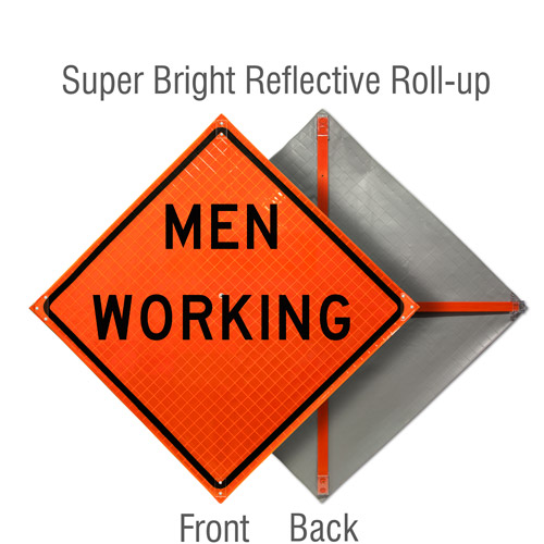 Men Working Roll-Up Sign