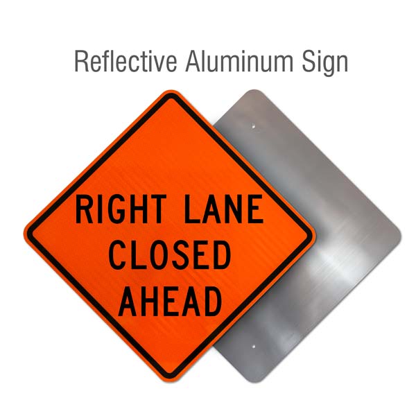 Right Lane Closed Ahead Sign