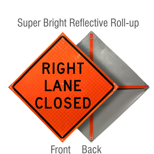 Right Lane Closed Roll-Up Sign