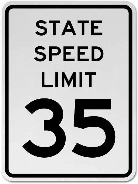 State Speed Limit 35 Sign