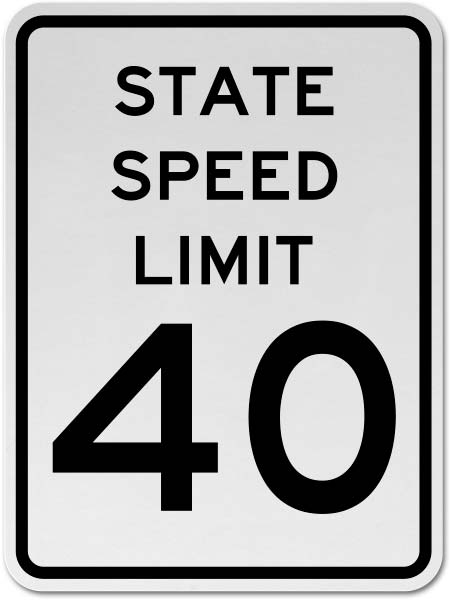 State Speed Limit 40 Sign