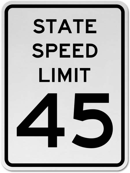 State Speed Limit 45 Sign