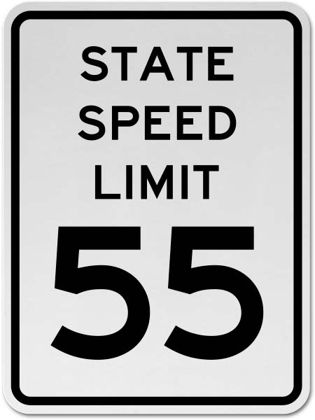 State Speed Limit 55 Sign