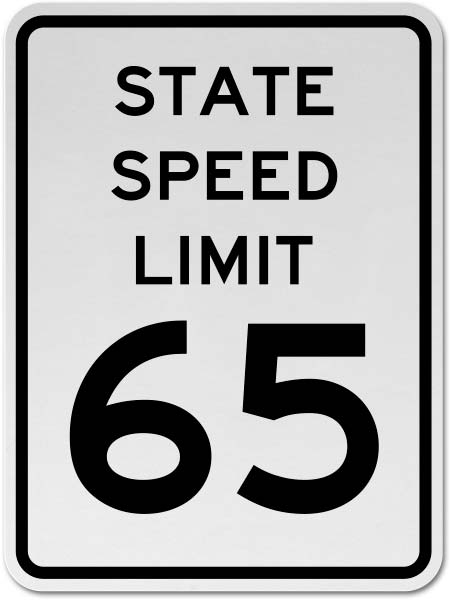 State Speed Limit 65 Sign