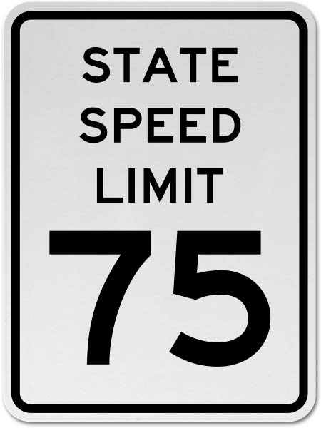 State Speed Limit 75 Sign