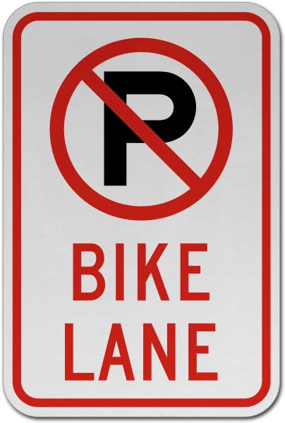 No Parking Bike Lane Sign
