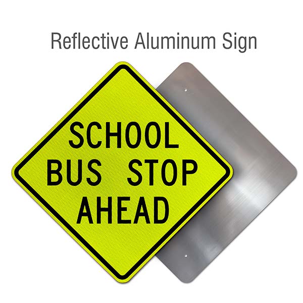 School Bus Stop Ahead Sign