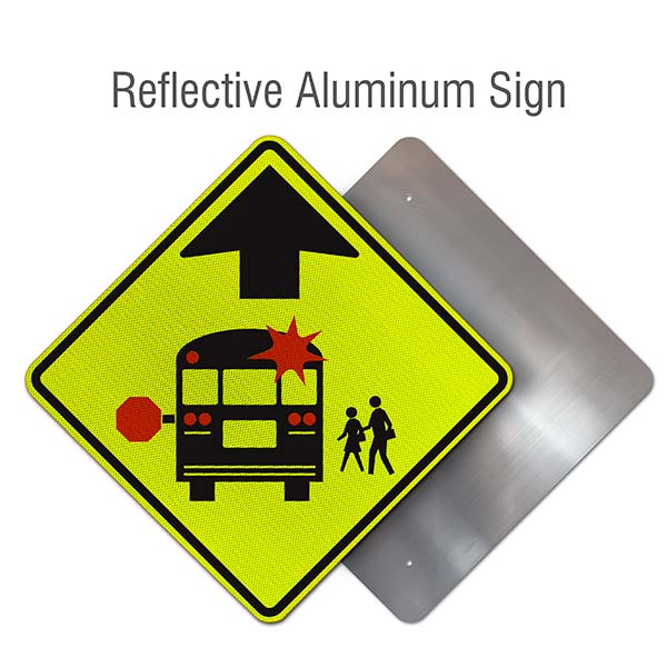 School Bus Stop Ahead Sign