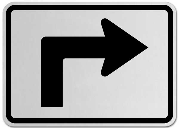 Right Advance Turn (Auxiliary) Sign