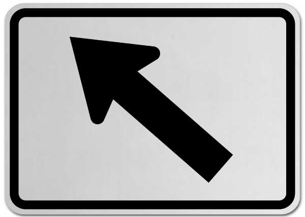 Left Diagonal Turn Arrow (Auxiliary) Sign