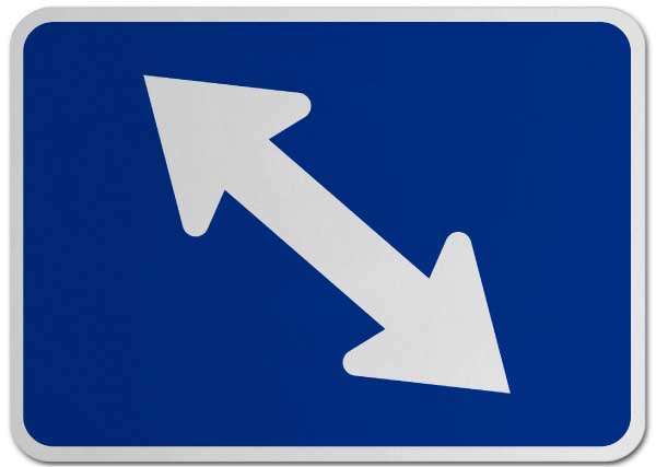 Left Two-Direction Diagonal Turn Arrow (Auxiliary) Sign