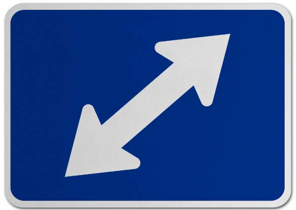 Right Two-Direction Diagonal Turn Arrow (Auxiliary) Sign