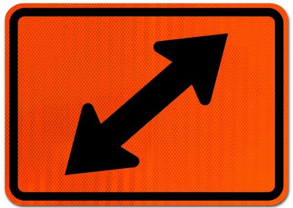 Right Two-Direction Diagonal Turn Arrow (Auxiliary) Sign