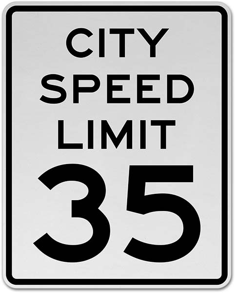 City Speed Limit 35 MPH Sign