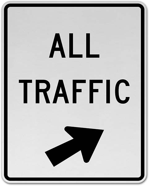 All Traffic (Diagonal Up Right Arrow) Sign