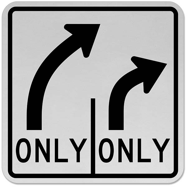 Intersection Lane Control Double Right Only Sign