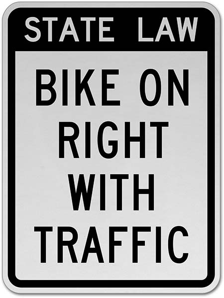 State Law Bike On Right With Traffic Sign