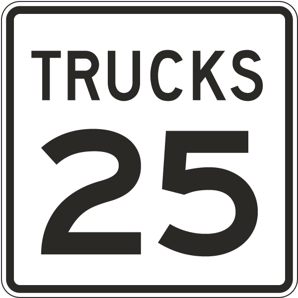 Trucks Speed Limit 25 MPH Sign