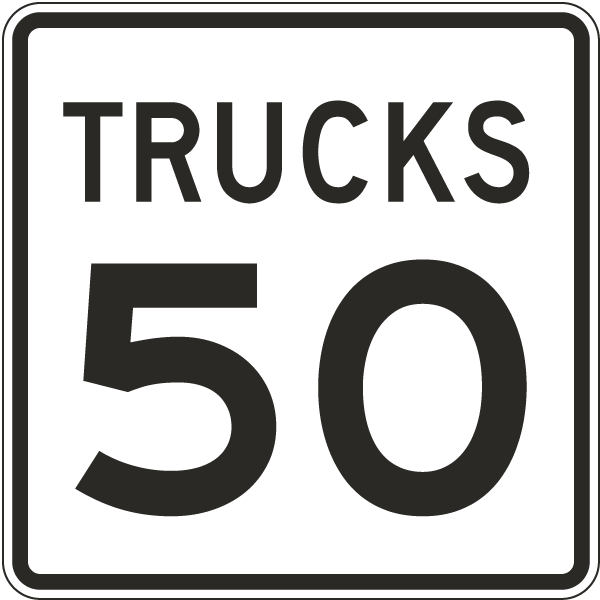 Trucks Speed Limit 50 MPH Sign