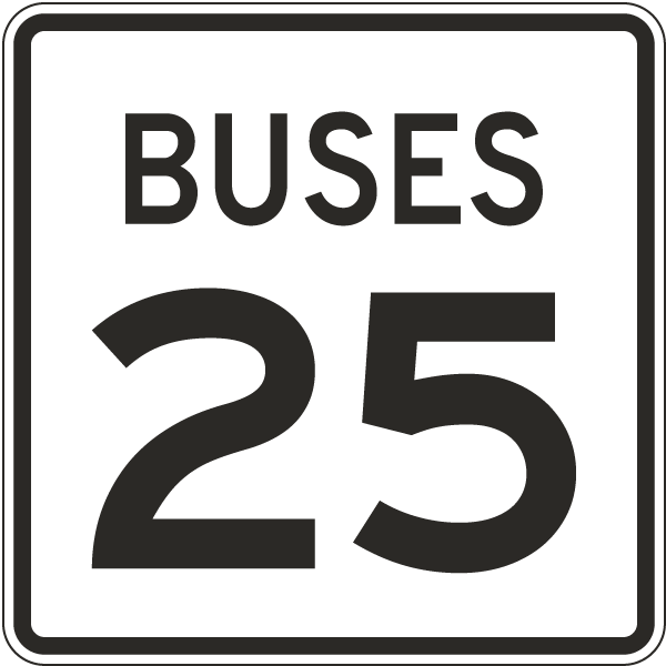 Buses Speed Limit 25 MPH Sign