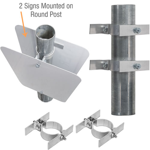 2-3/8'' Round Post Sign Bracket For 2 Signs Back to Back