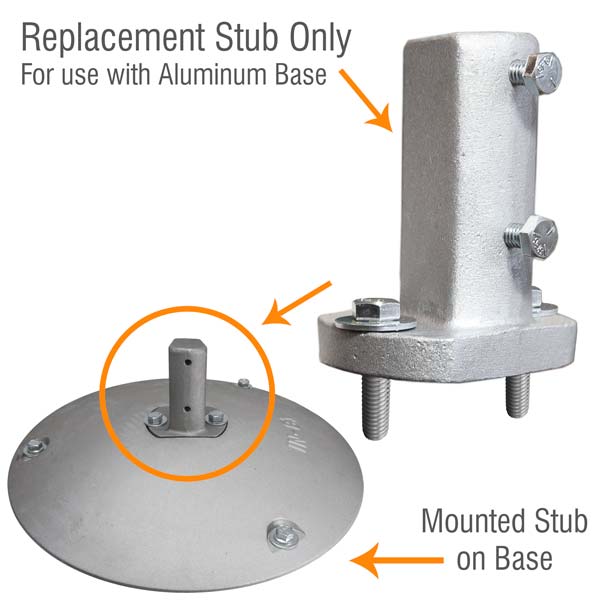 Replacement Stub for Aluminum Sign Base with Hardware Kit