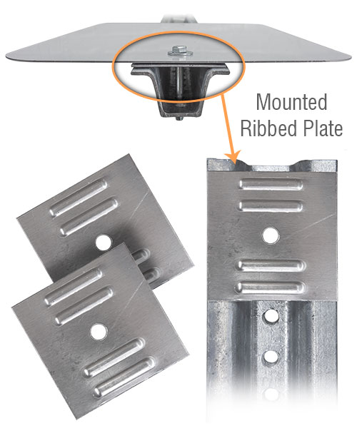 3" Ribbed Aluminum Sign Saver Plates