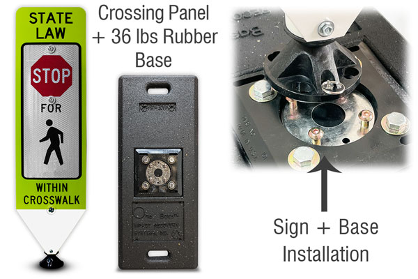 Stop For Pedestrians In-Street Sign with Portable Base