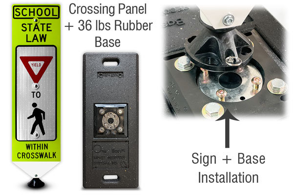 School Yield To Pedestrians In-Street Sign with Portable Base