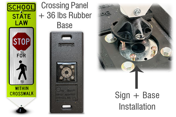School Stop For Pedestrians In-Street Sign with Portable Base